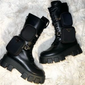 Authentic Prada Monolith Combat Boots Size 40.5